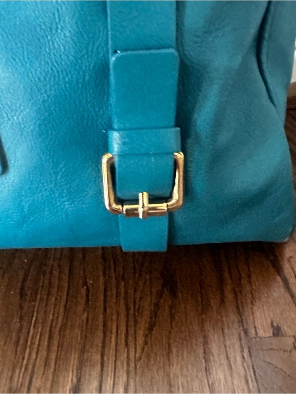 Valentina Italy Teal Leather Satchel Gold-Plated Accents | Made in Italy Bag - Picture 6 of 16